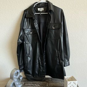 Faux leather shacket